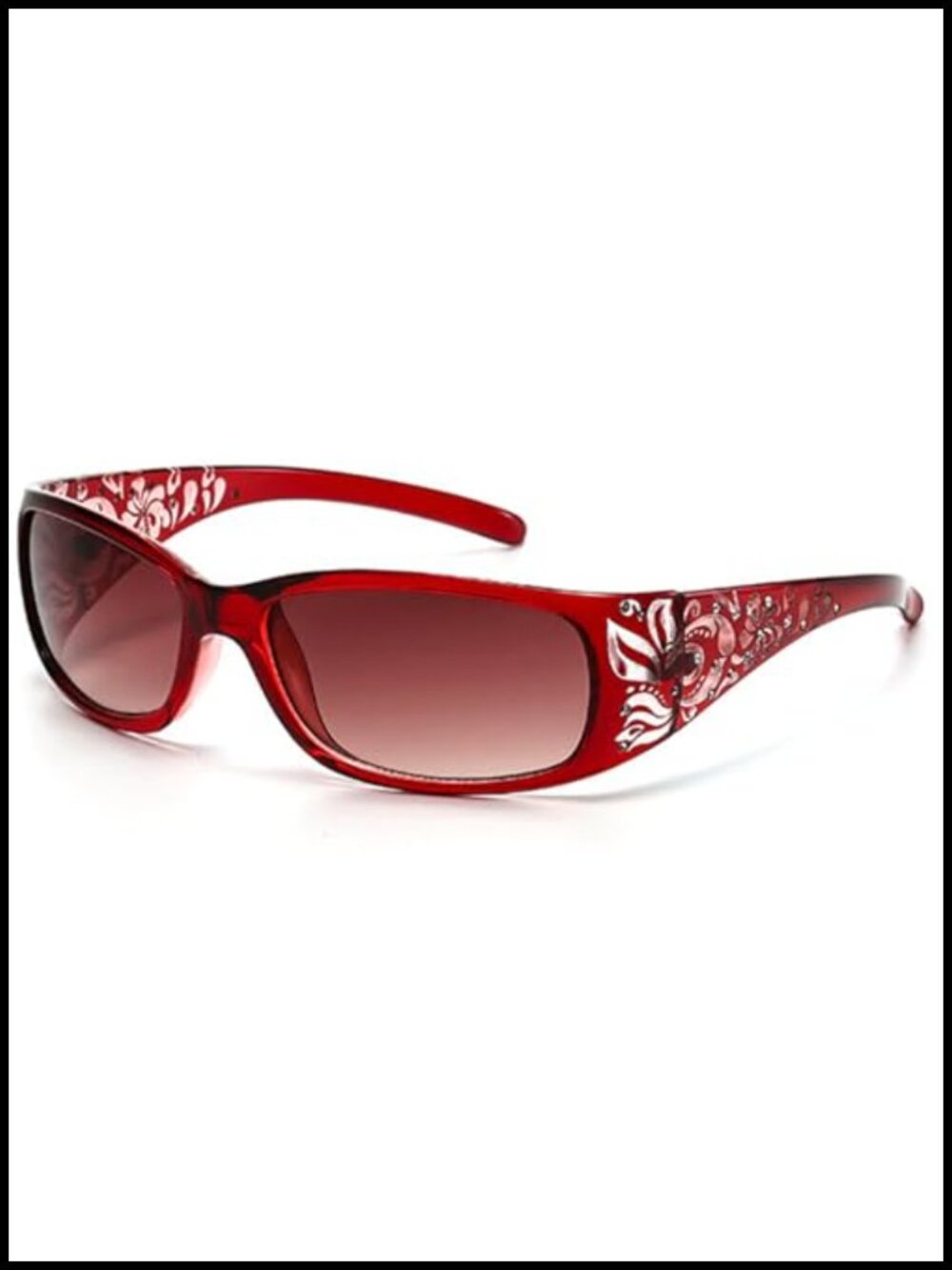 Rhinestone Wrap Around Rectangular Polarized Sunglasses Uv400